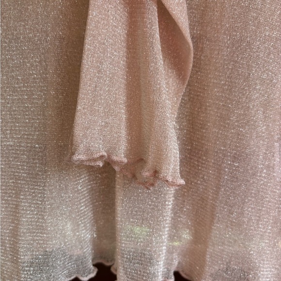 Avid Love Women’s Peach Pink Long Sleeve Sheer Top Shimmer Intimates Size Large - Picture 5 of 11